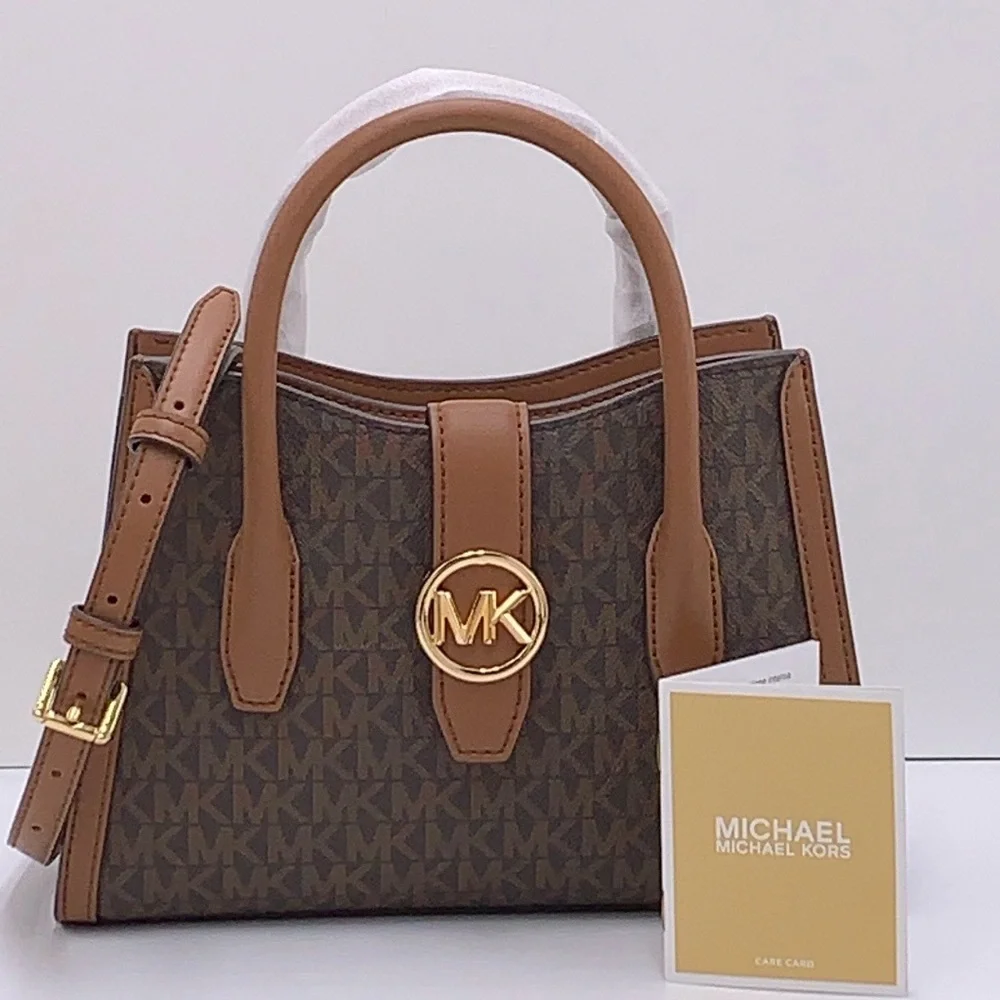 MICHAEL KORS Gabby Small Logo Satchel Crossbody COLOR BROWN NWT